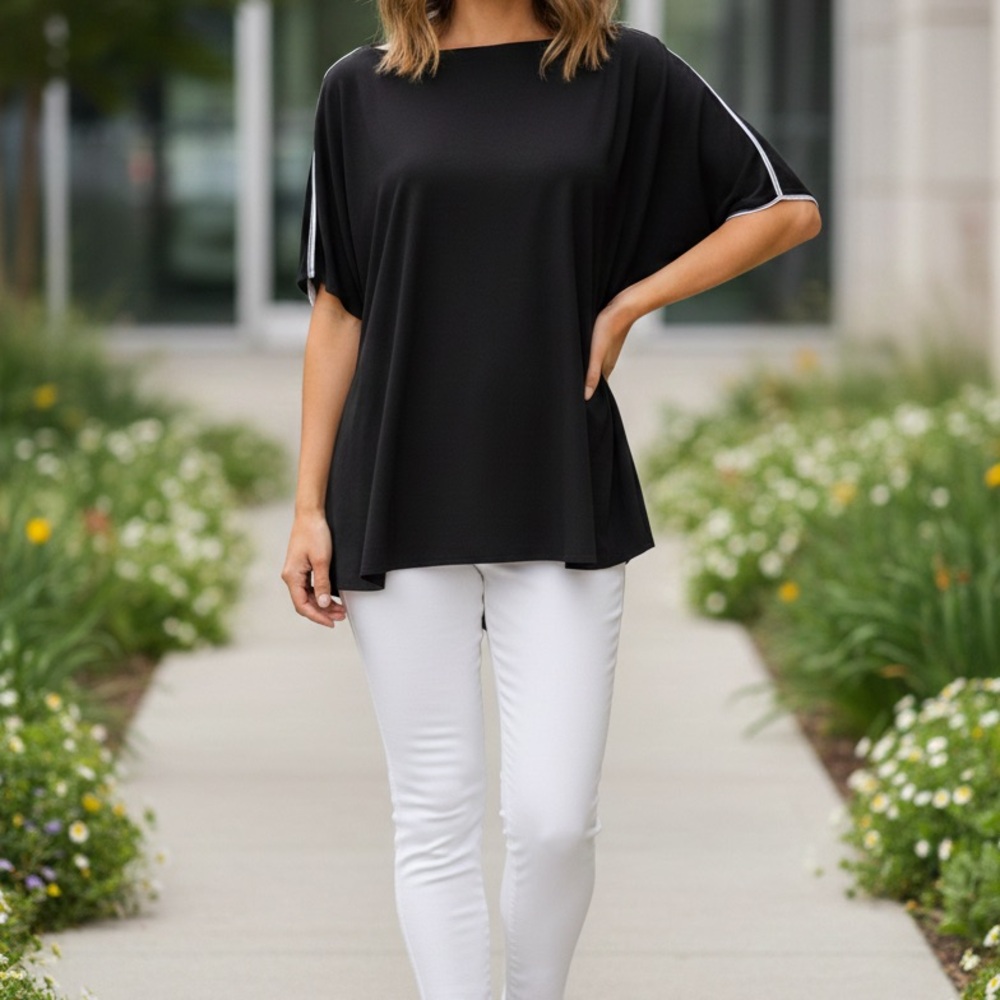 Anne Klein Black Top With White Layer